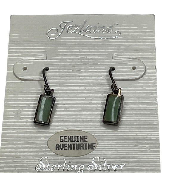 Jezlaine Genuine Aventurine Sterling Silver Earrings for Pierced Ears - Picture 4 of 4